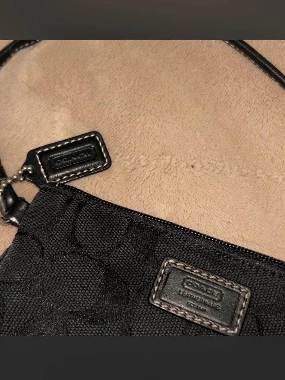Coach Black Signature Jacquard Wristlet